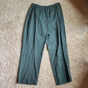 Green Linen Blend Pants